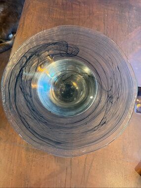 Artisan Swirl Glass Display platter  - Smoke Grey